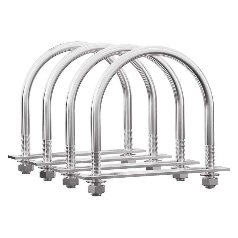FOCMKEAS 4 Sets 304 Stainless Steel Round Bend UBolts 425108mm Inner Width 531135mm Length M8 with Nuts Frame Plate Washers Accessories for Boat Trailer Axle Sailboat Trailer